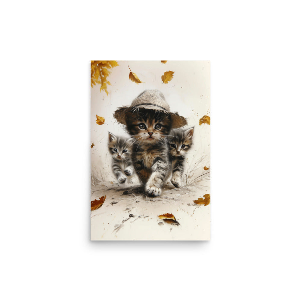 Trio de chatons partis explorer Affiche