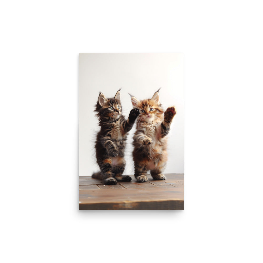 Deux chatons debout Affiche