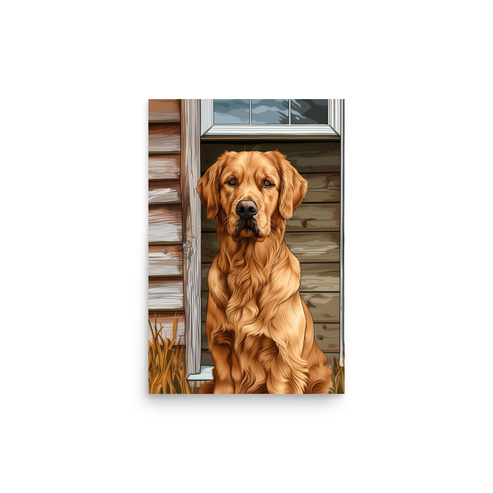 Chien golden posant Affiche