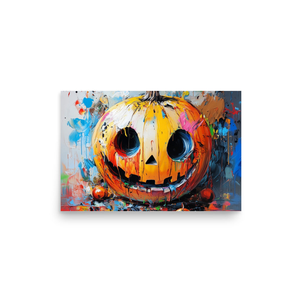 Colorful Halloween Jack-O'-Lantern – Modern Abstract Pumpkin Poster