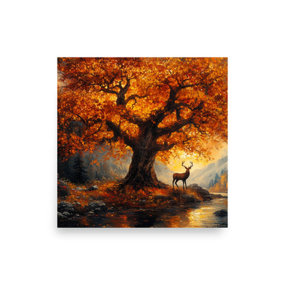 Autumn oak deer valley Poster