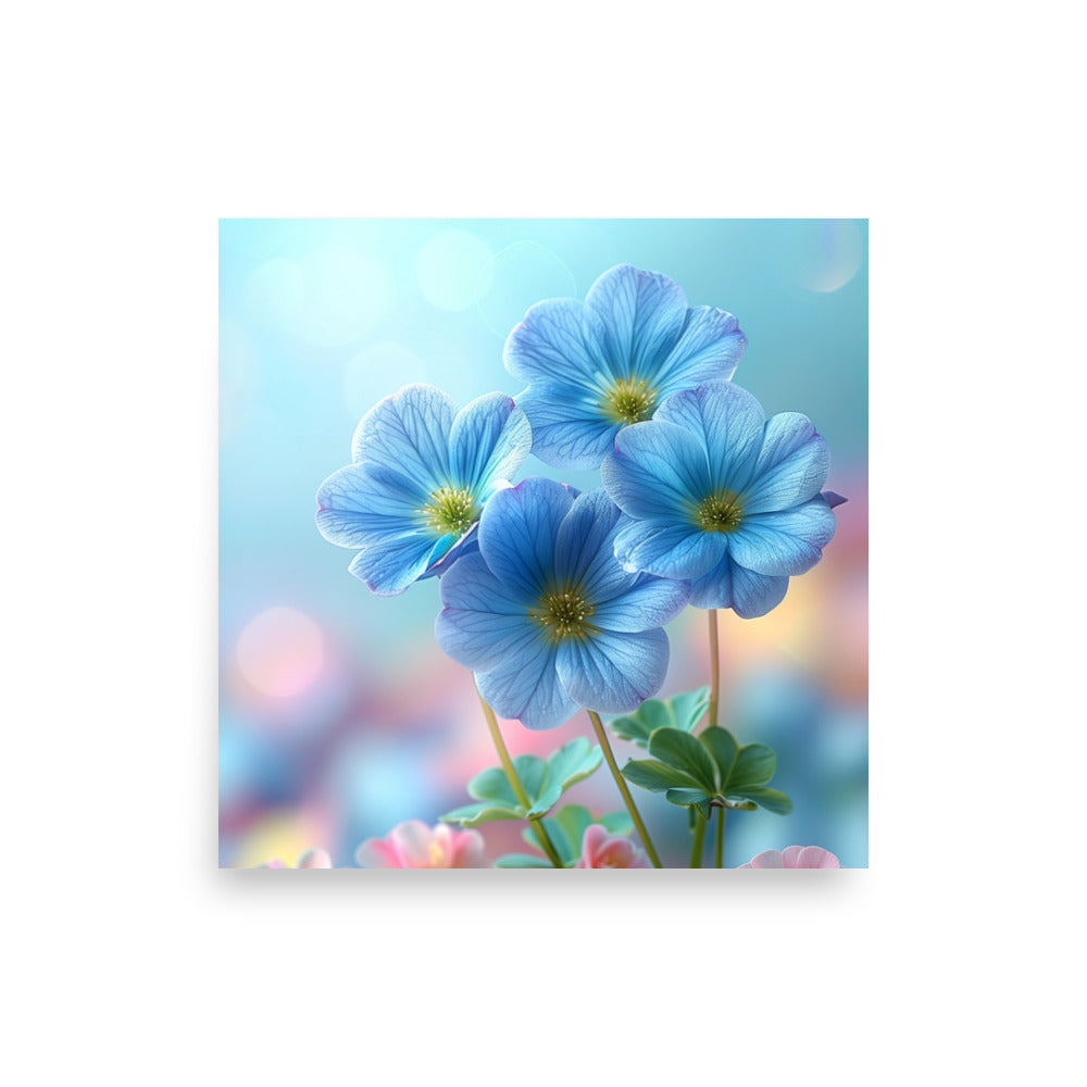 Macro de fleurs bleues Affiche