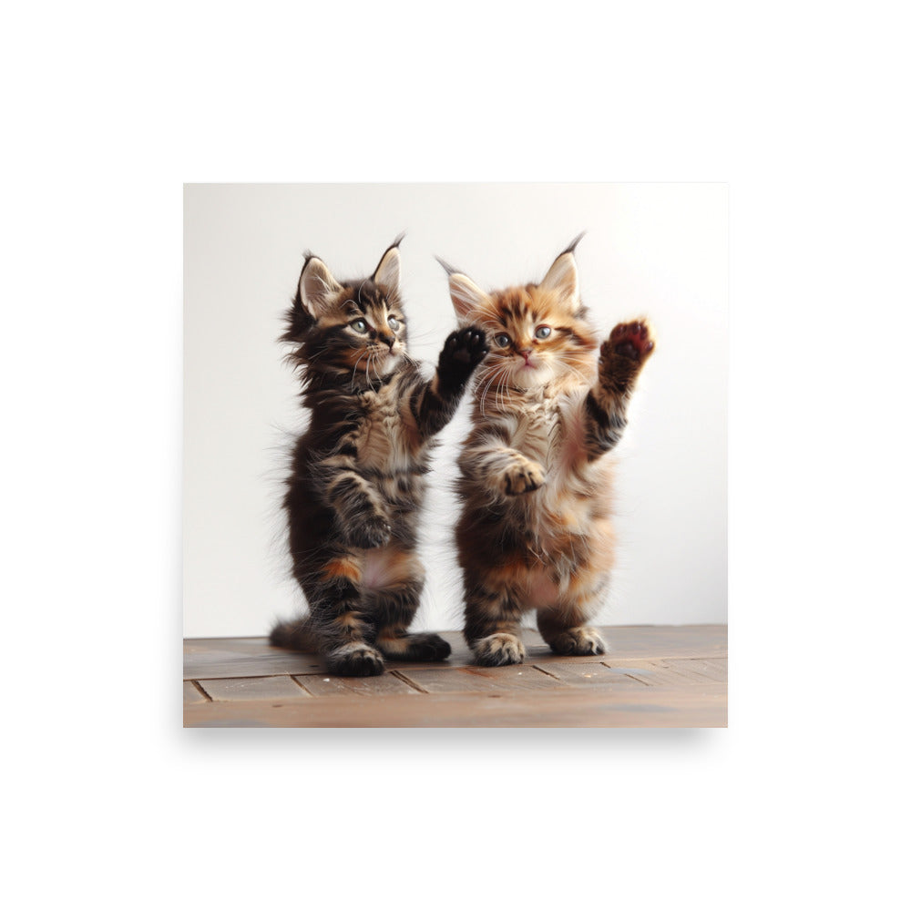 Deux chatons debout Affiche