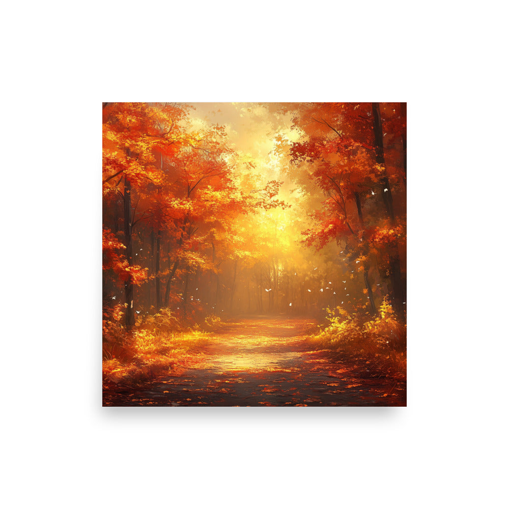 Autumn forest at dawn Poster