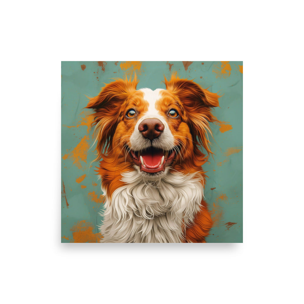 Red dog smiling Poster