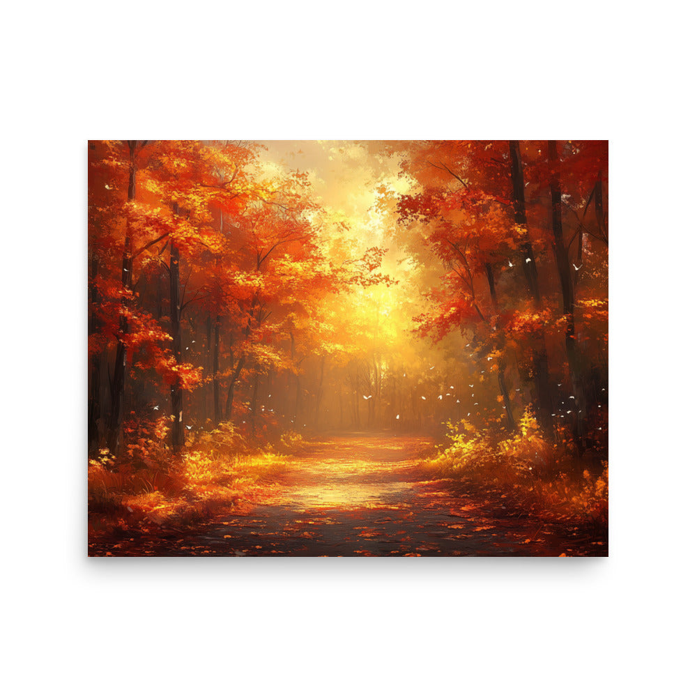 Autumn forest at dawn Poster