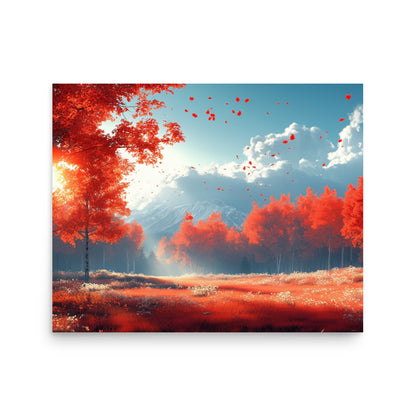 Autumn glade by the mountain Poster