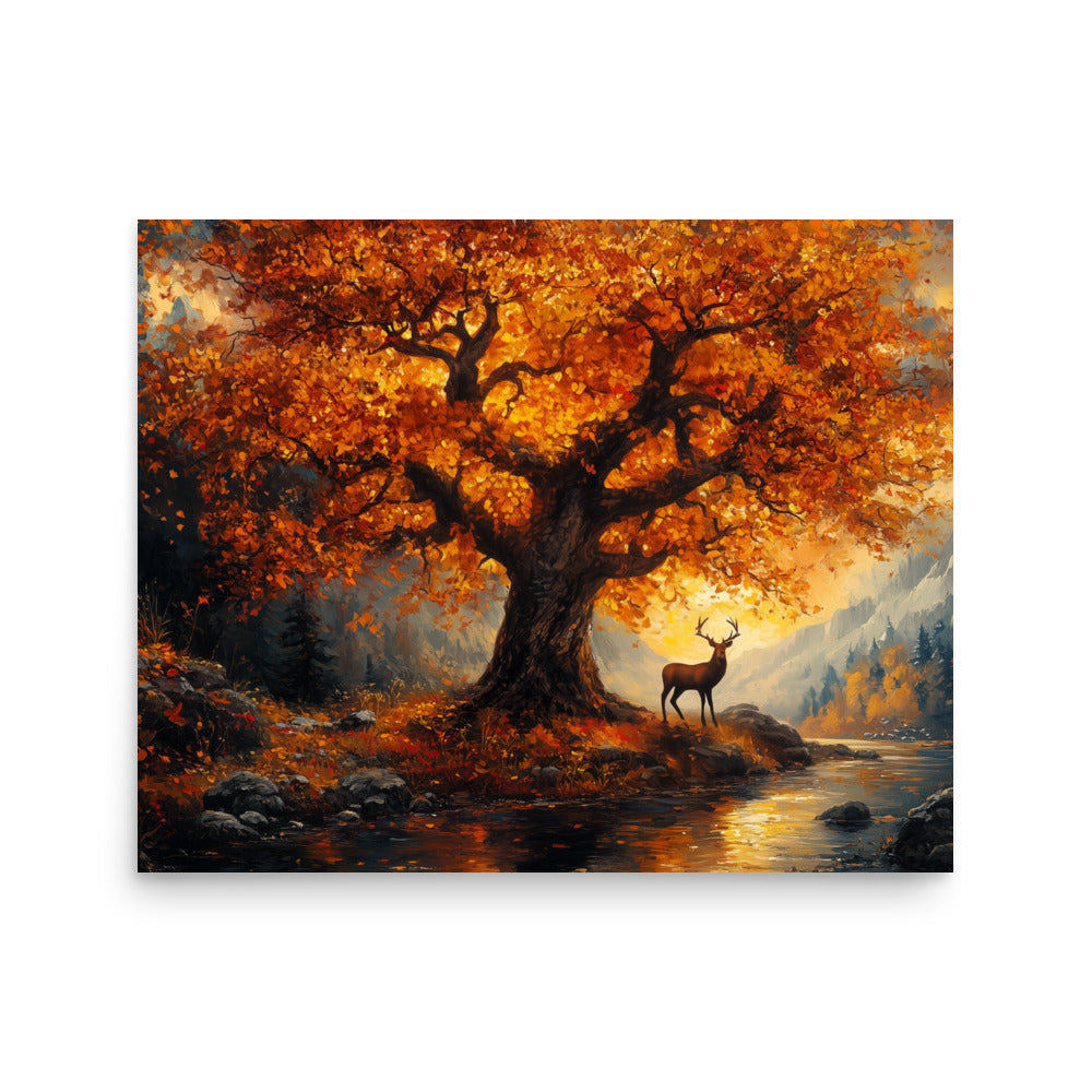 Autumn oak deer valley Poster