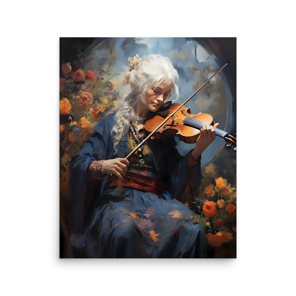 Vieille dame au violon - Affiche