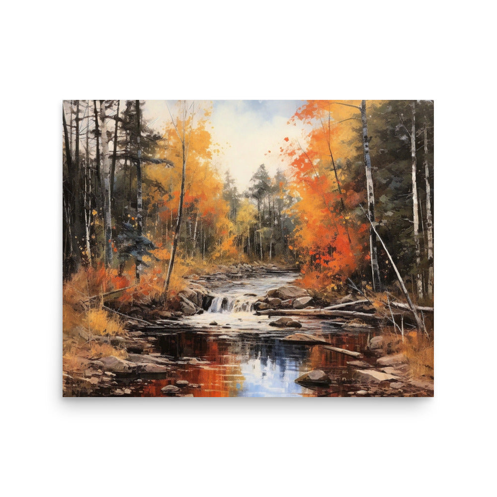 Autumn forest creek Poster