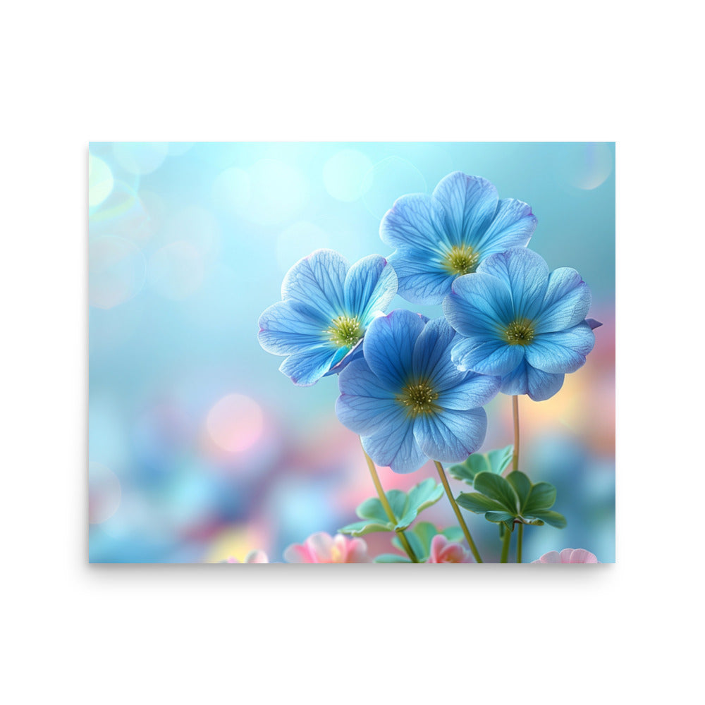 Macro de fleurs bleues Affiche