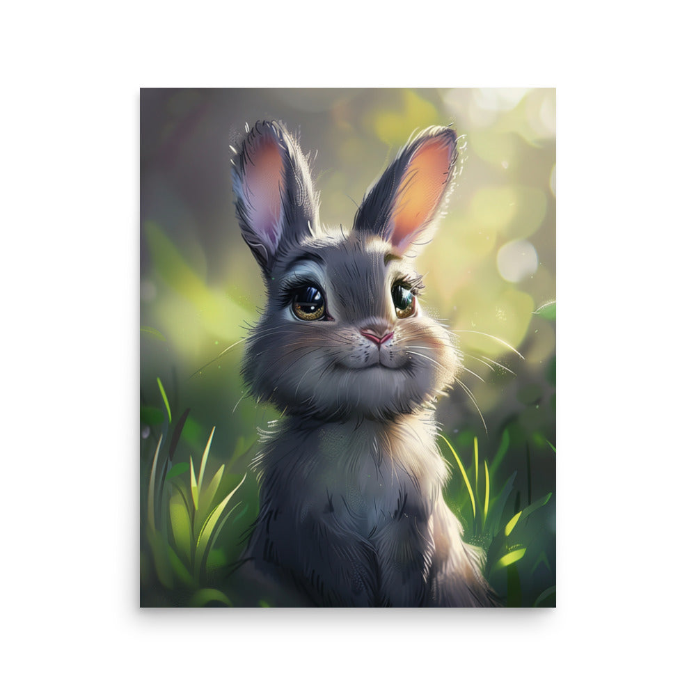 Cute bunny rabbit cartoon dreaming Poster