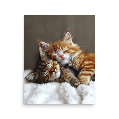 Two tabby kittens sleeping Poster