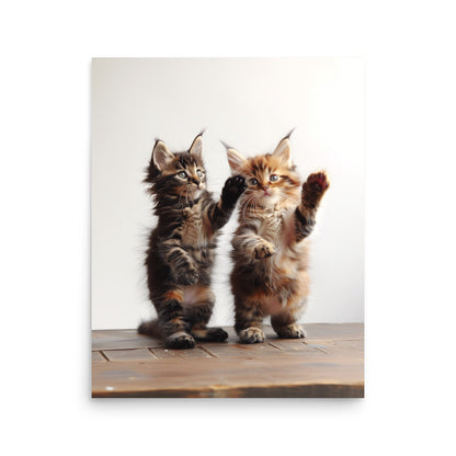 Deux chatons debout Affiche