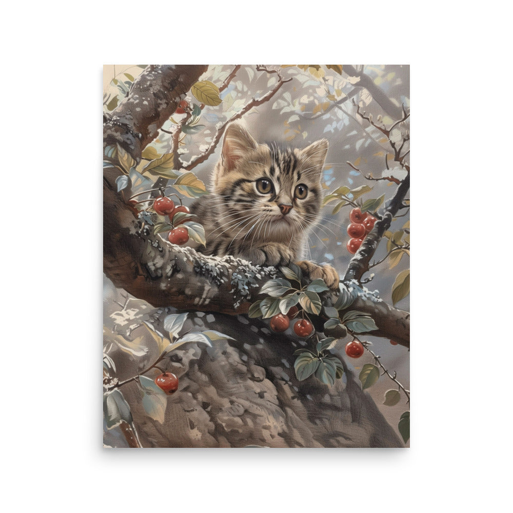 Kitten on a tree branch Poster