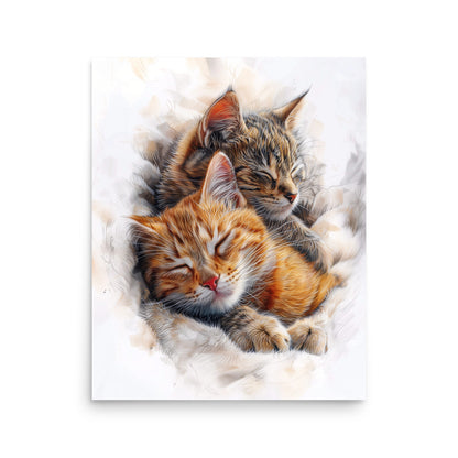 Deux chatons dormant paisiblement Affiche