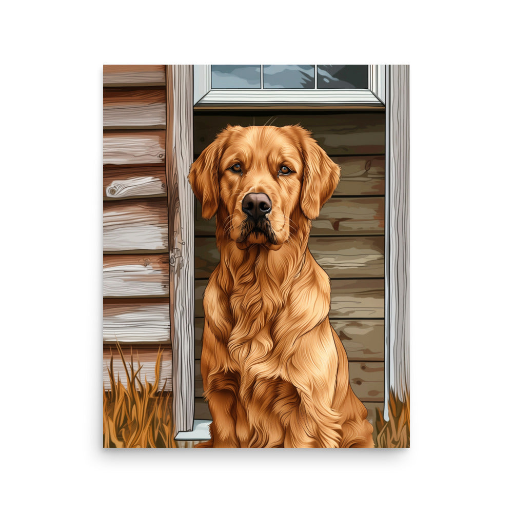 Chien golden posant Affiche