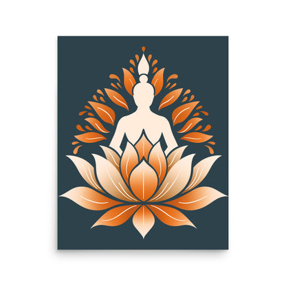 Lotus meditation orange blue Poster