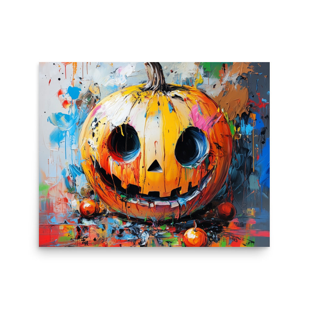 Colorful Halloween Jack-O'-Lantern – Modern Abstract Pumpkin Poster