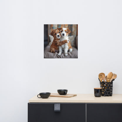 Two dogs embrace Poster