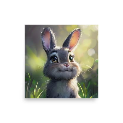 Dessin animé mignon lapin rêvant Affiche