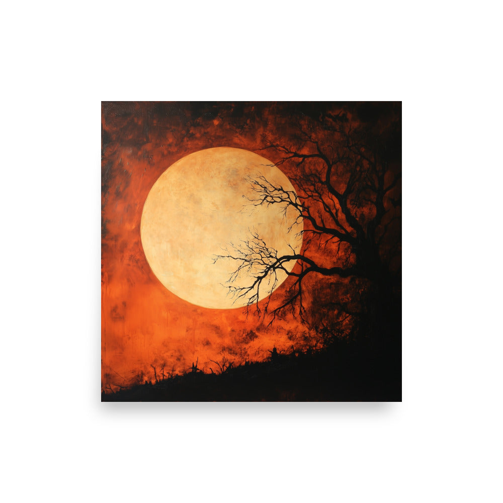 Spooky Full Moon – Haunted Night Landscape Poster