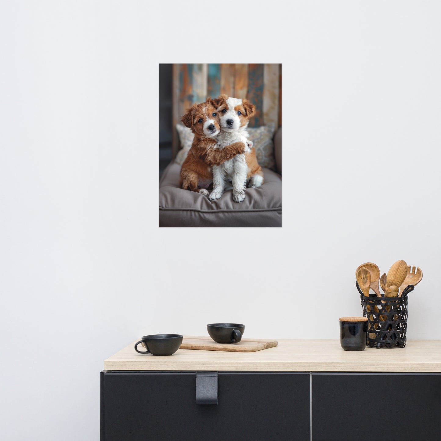 Two dogs embrace Poster