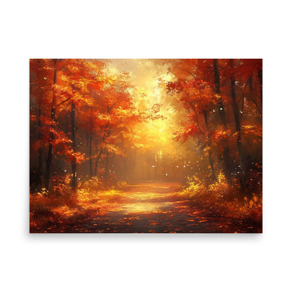 Autumn forest at dawn Poster