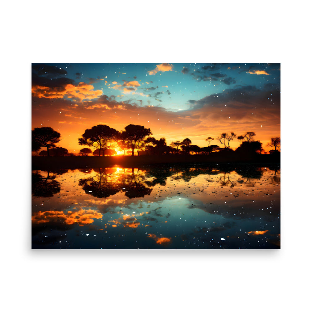 Savanah lake dawn - Poster