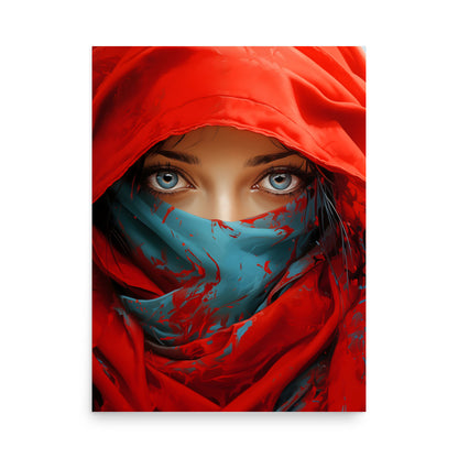 Woman in red veil - Poster