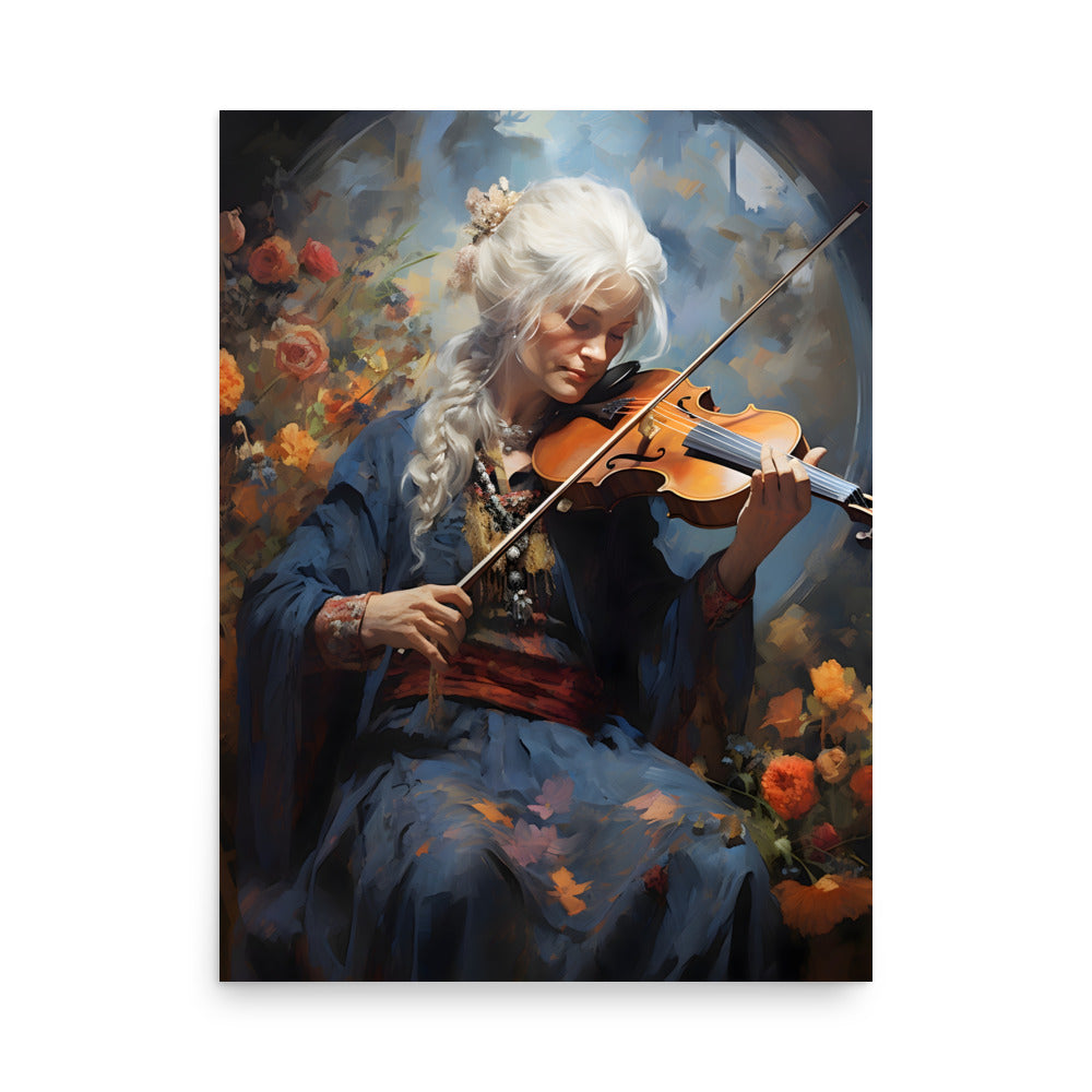 Vieille dame au violon - Affiche