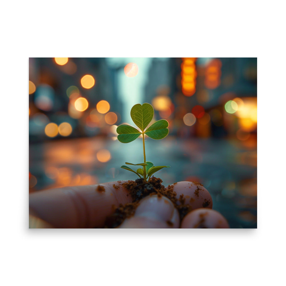 Hand holding a shamrock Poster