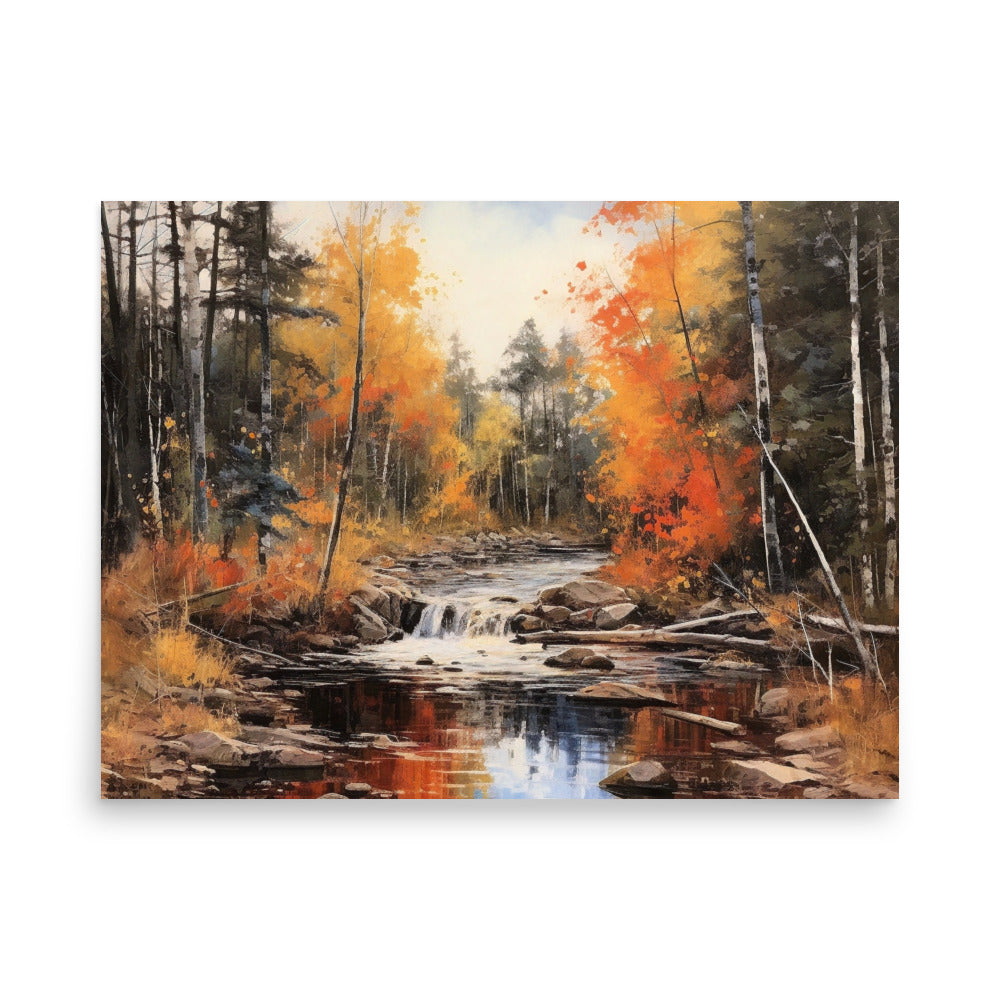 Autumn forest creek Poster