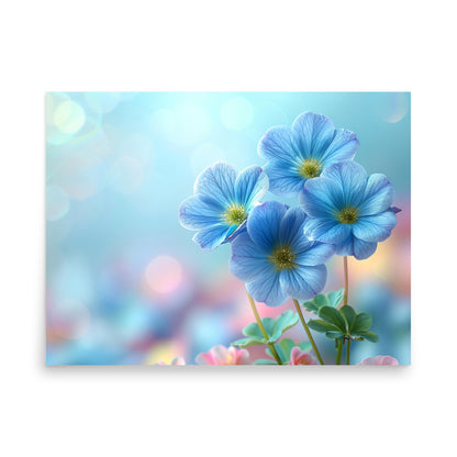 Macro de fleurs bleues Affiche