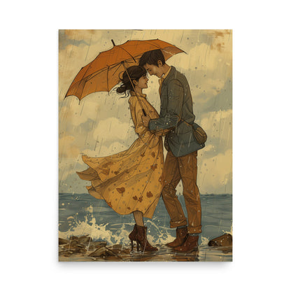 Couple d'amoureux sous les éléments Affiche