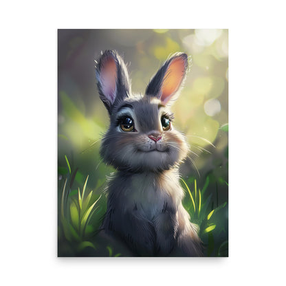 Cute bunny rabbit cartoon dreaming Poster