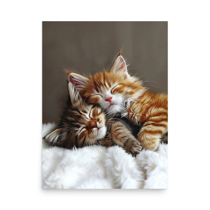 Two tabby kittens sleeping Poster