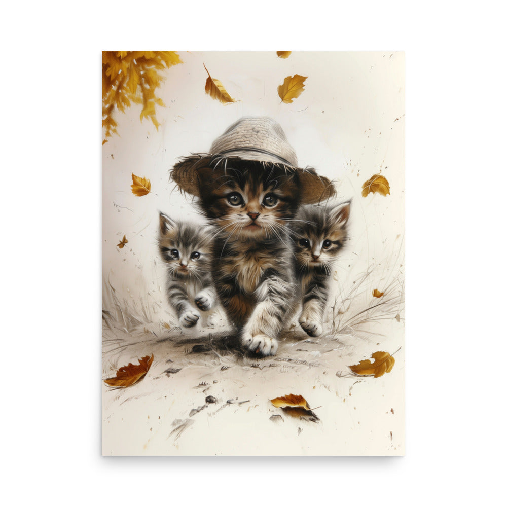 Trio de chatons partis explorer Affiche