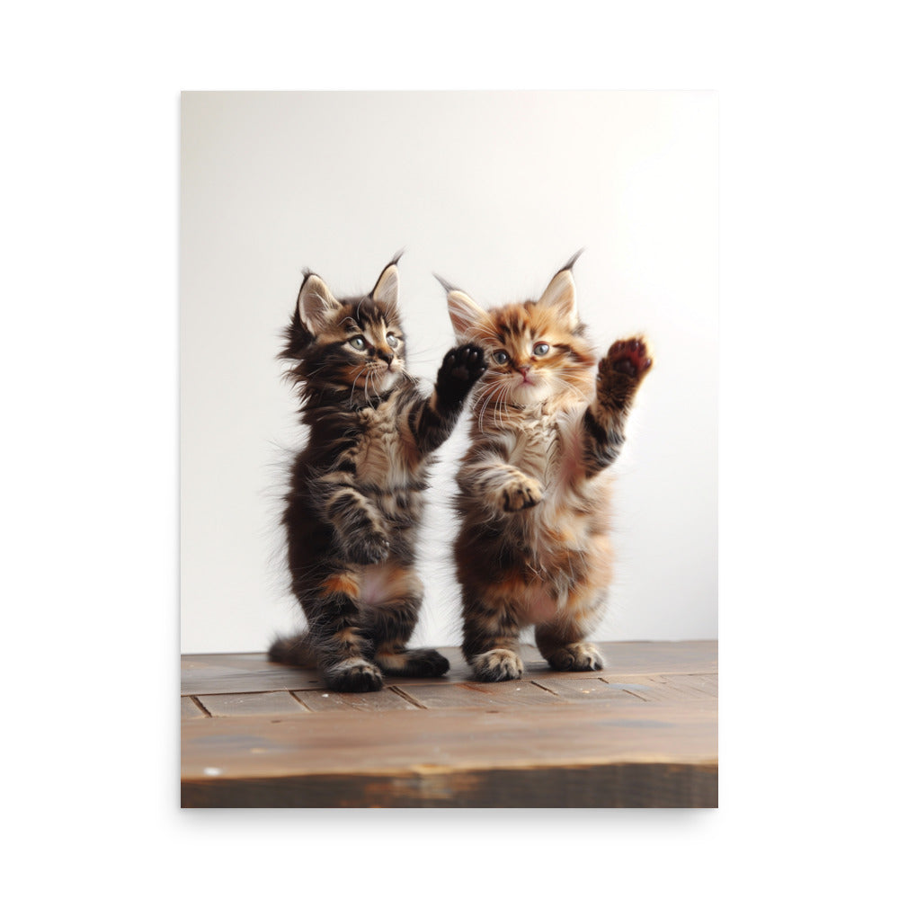 Deux chatons debout Affiche