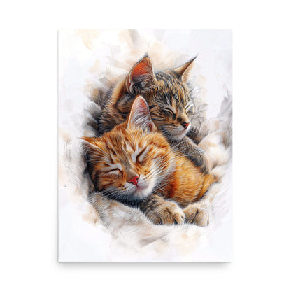 Deux chatons dormant paisiblement Affiche