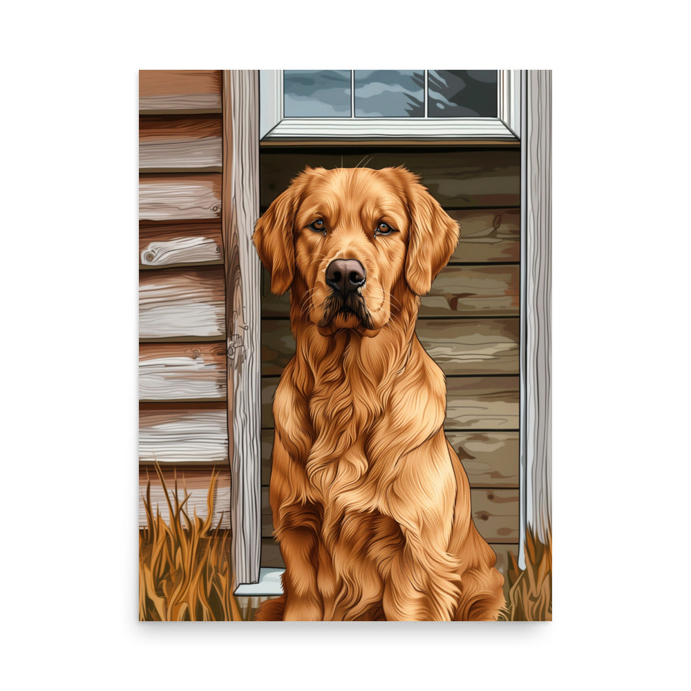 Chien golden posant Affiche