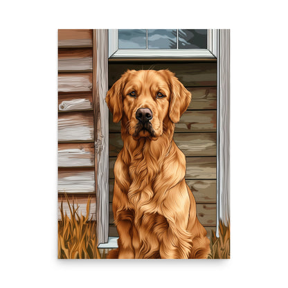 Golden dog posing Poster