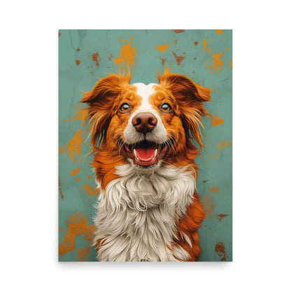 Red dog smiling Poster