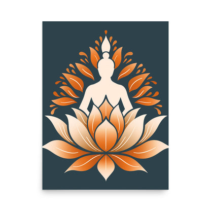 Lotus meditation orange blue Poster