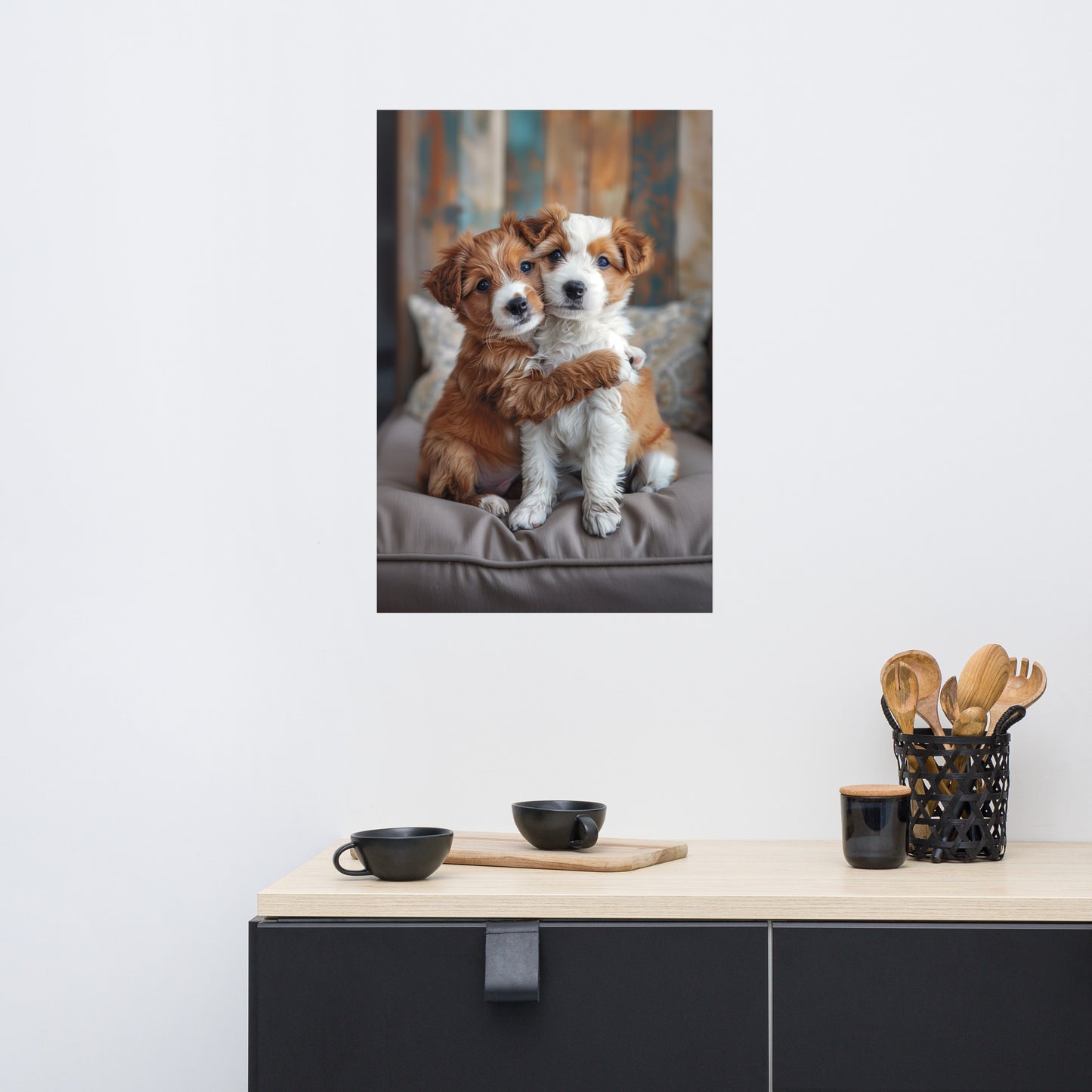 Two dogs embrace Poster