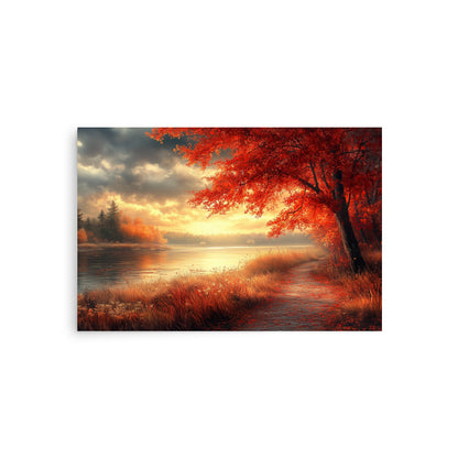 Autumn river at dawn Poster