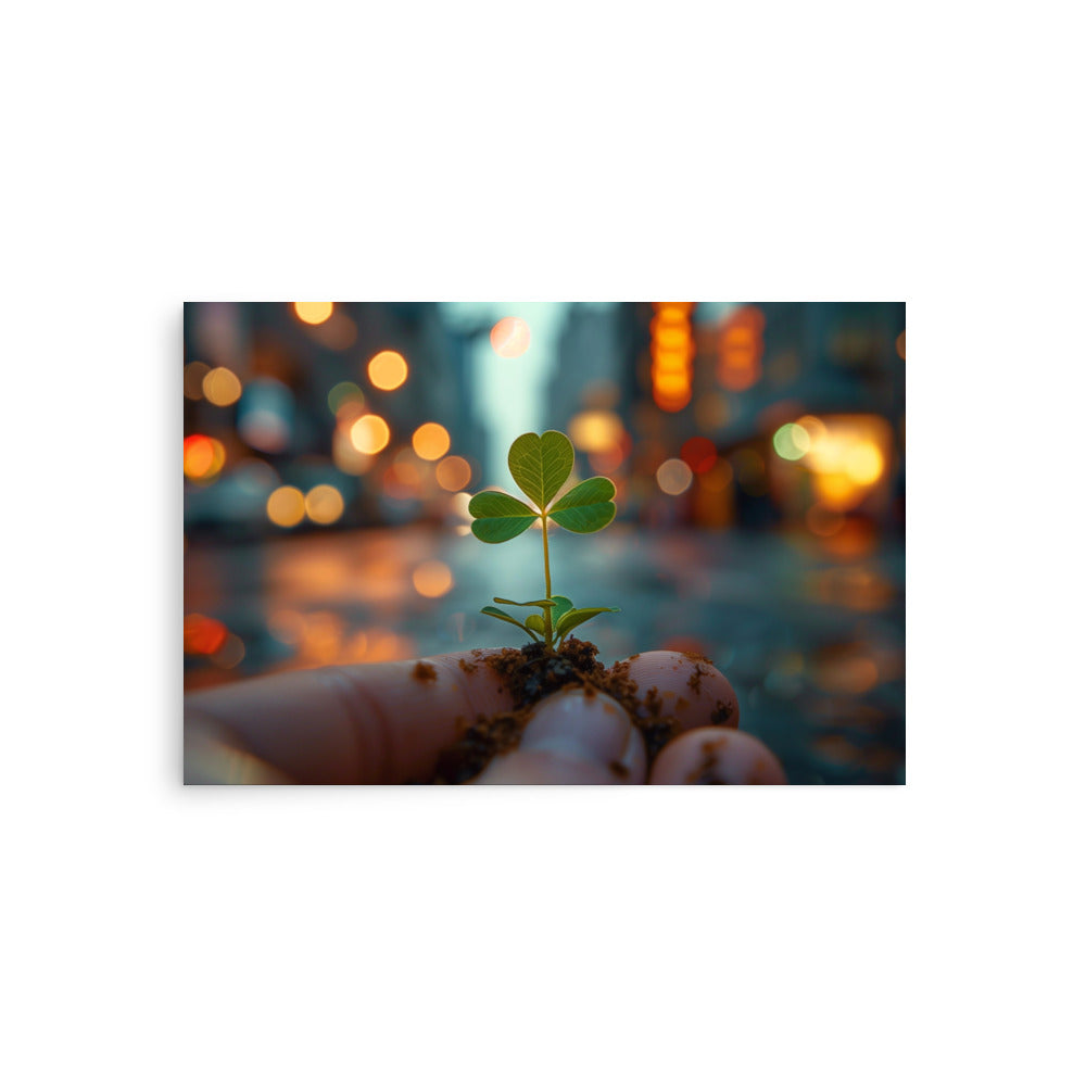 Hand holding a shamrock Poster