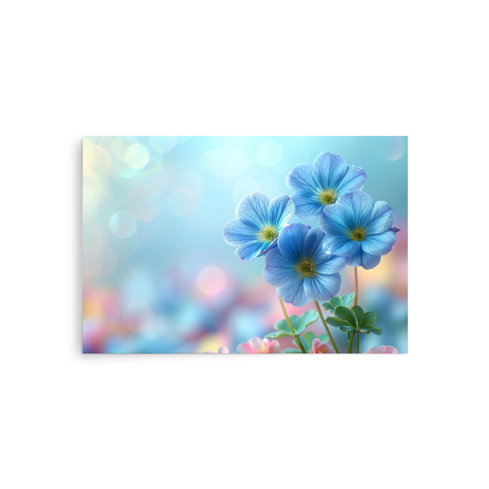 Macro de fleurs bleues Affiche