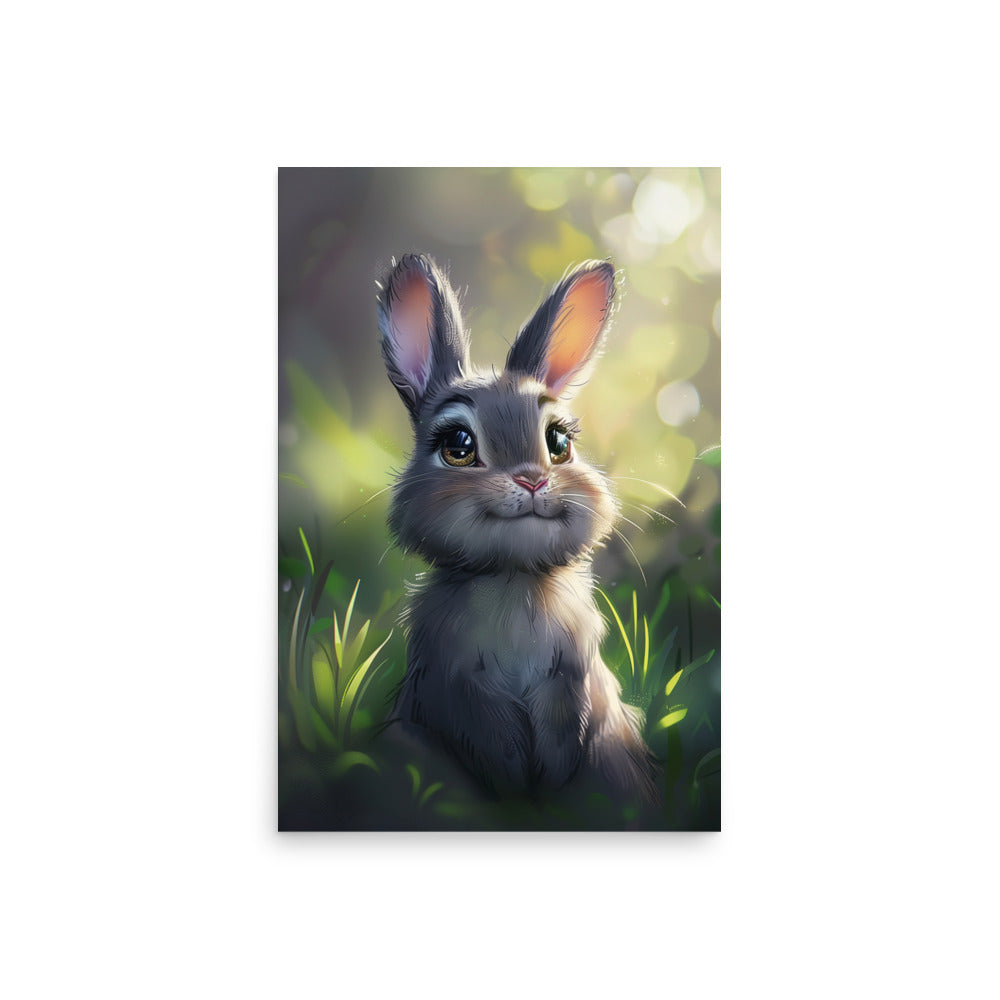 Cute bunny rabbit cartoon dreaming Poster