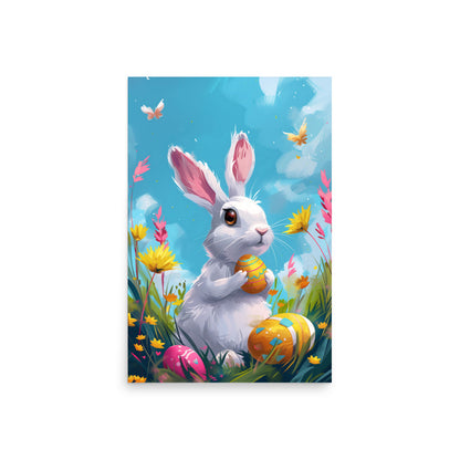 White bunny rabbit on Easter Poster